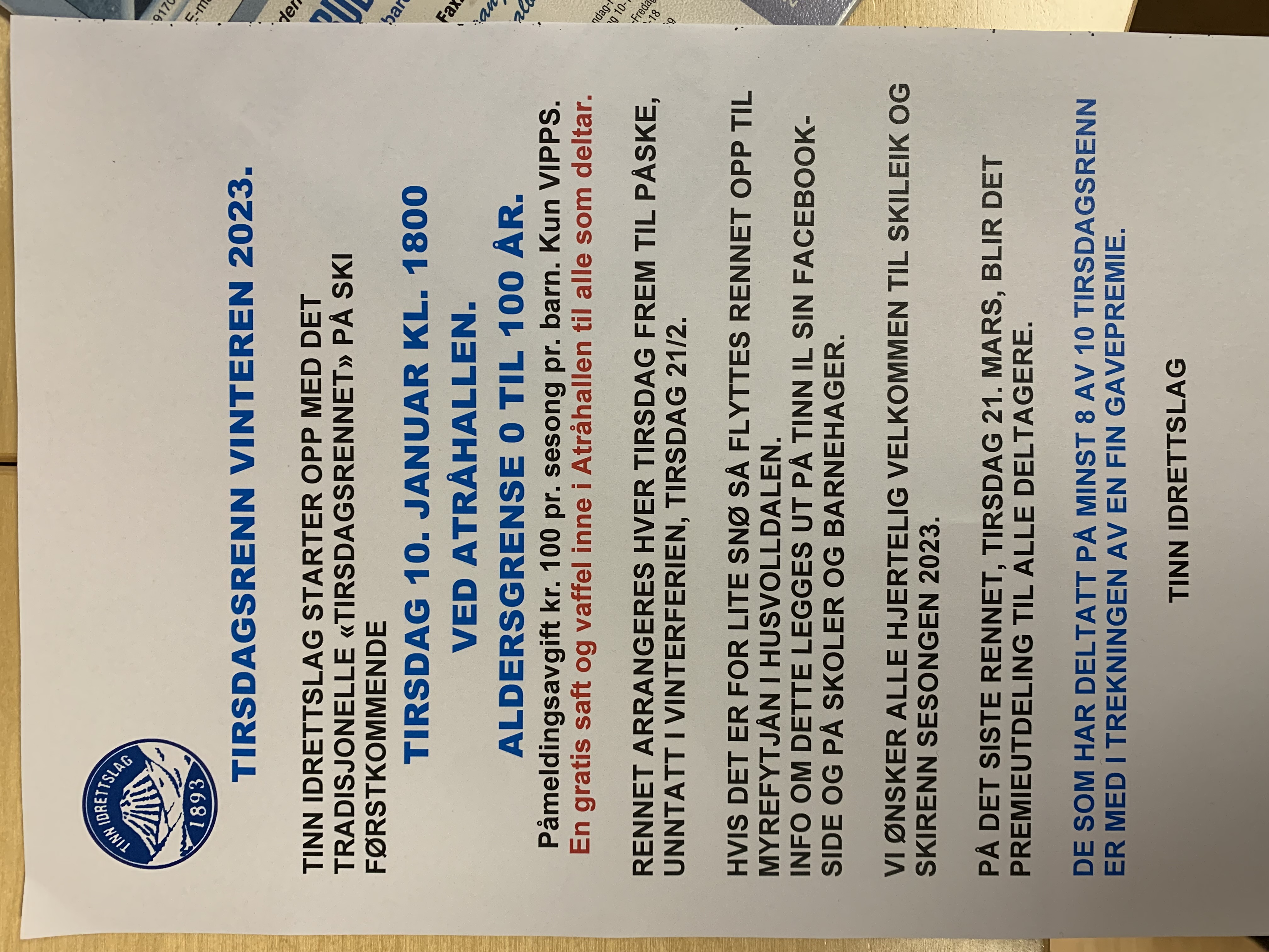 Tirsdagsrenn sesongen 2023