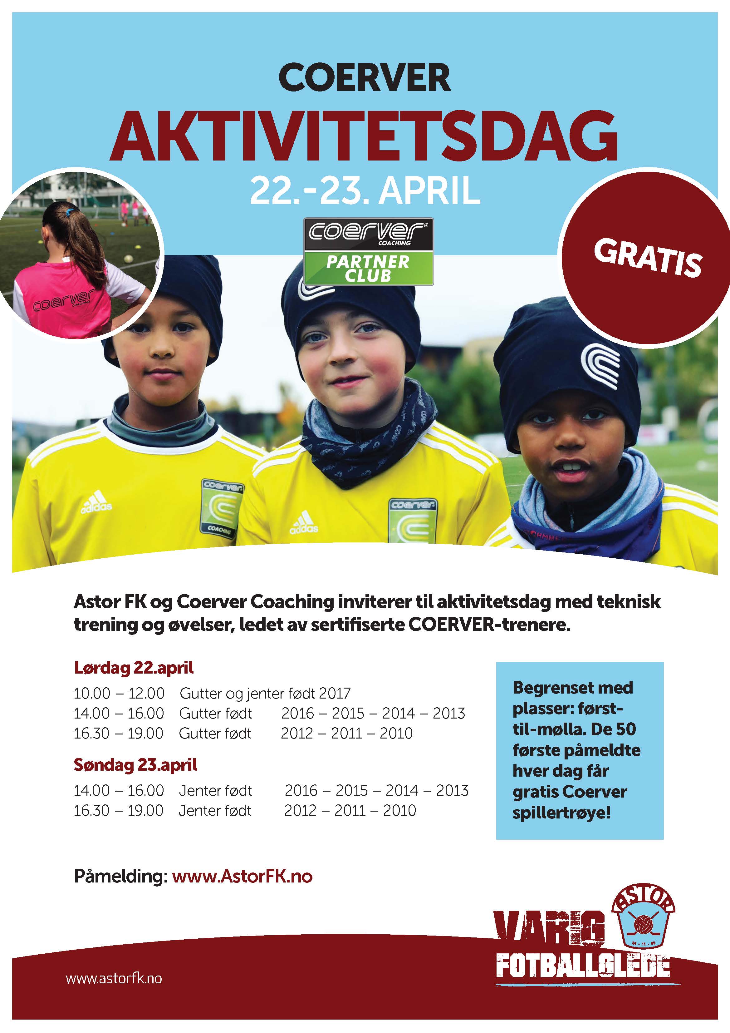 SPILLERUTVIKLINGSDAG FOR 6-13 ÅRINGER 22.-23.APRIL