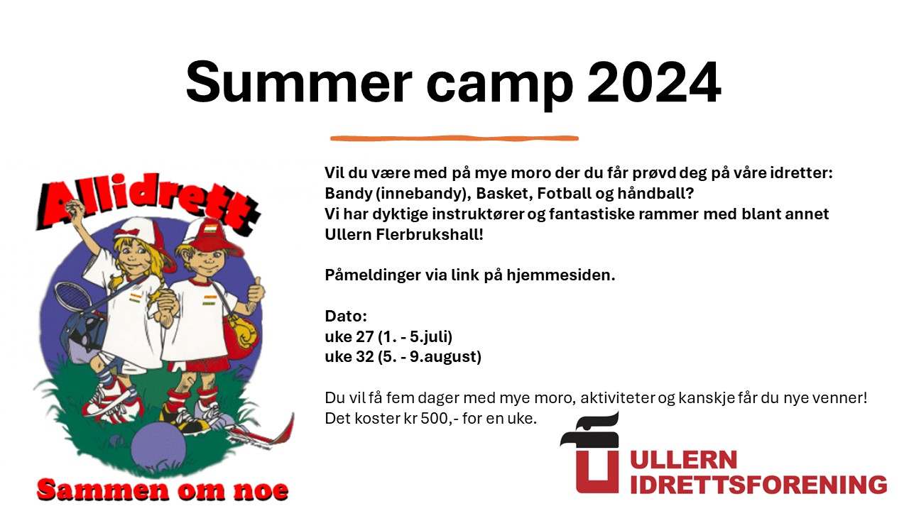 Påmeldings SummerCamp Allidrett, uke 27 og 32 sommeren 2024