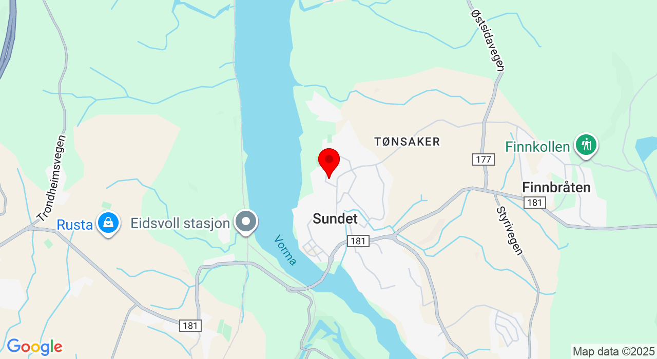 Google Map of https://www.google.com/maps/place/Jon Sørensens Veg 1,2080+Eidsvoll