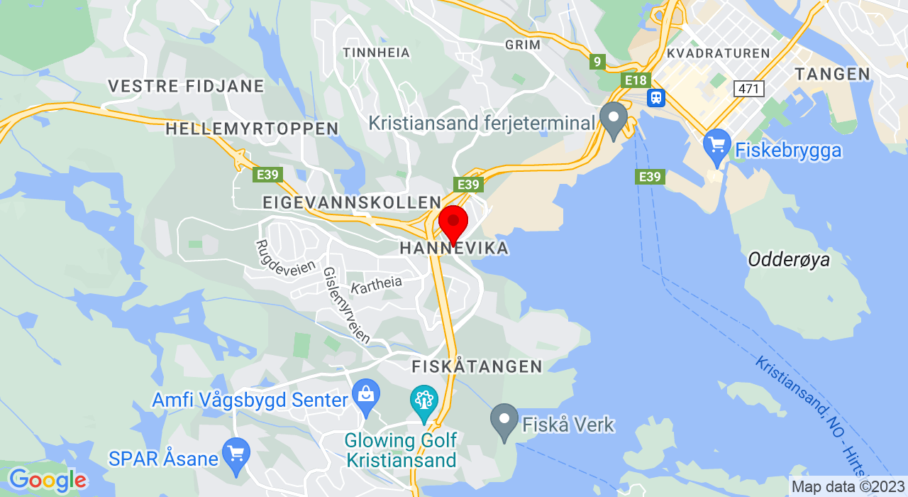 Google Map of Hannevika,Kristiansand