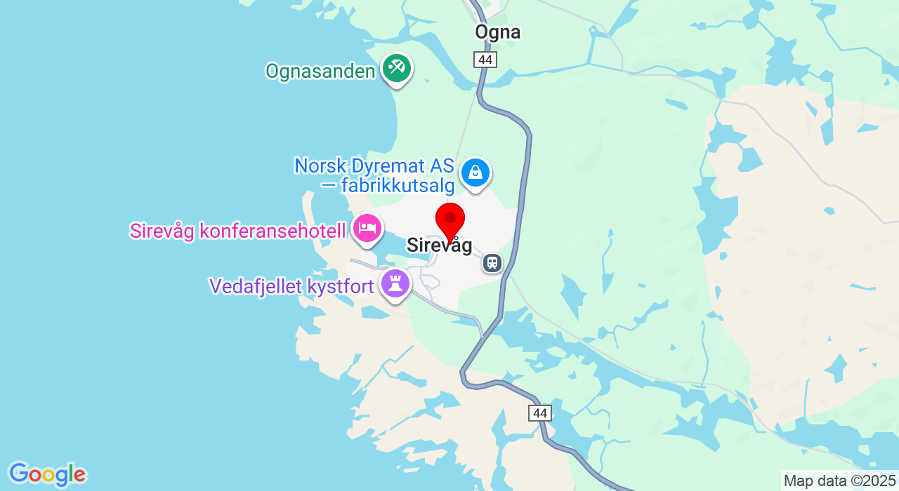 Google Map of https://www.google.com/maps/place/Ogna,4364+Sirevåg