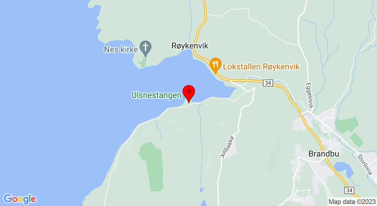 Google Map of https://www.google.com/maps/place/Ulsnestangen badeplass Røykenvik,2760+BRANDBU