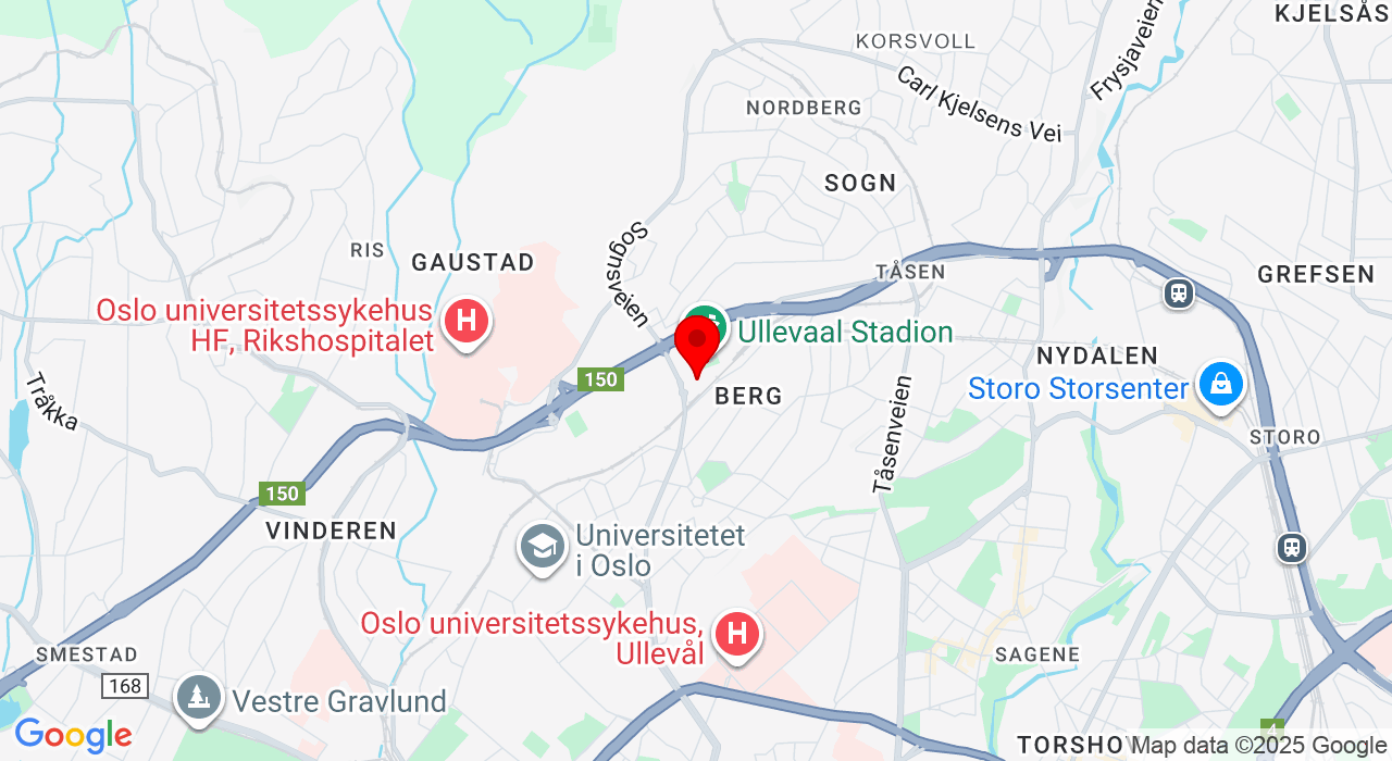 Google Map of https://www.google.com/maps/place/Idrettens Hus, Sognsveien 73,0854+Oslo