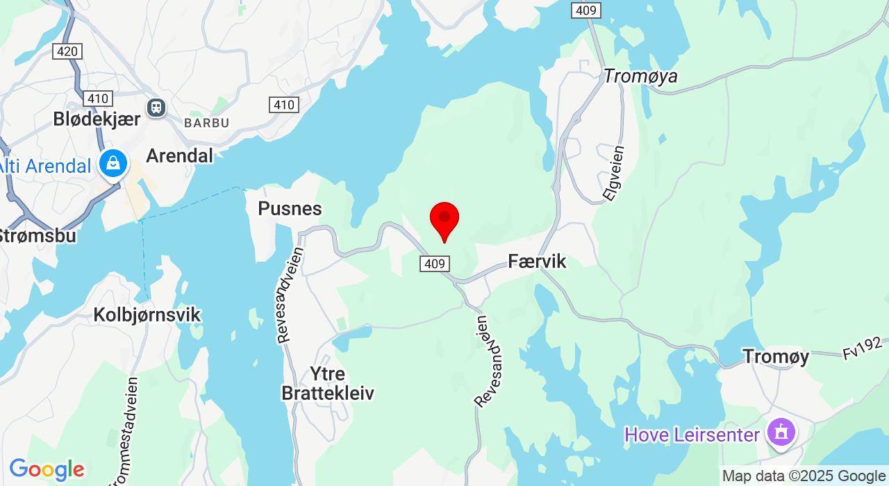 Google Map of https://www.google.com/maps/place/Skilsøveien 210,4818+Færvik