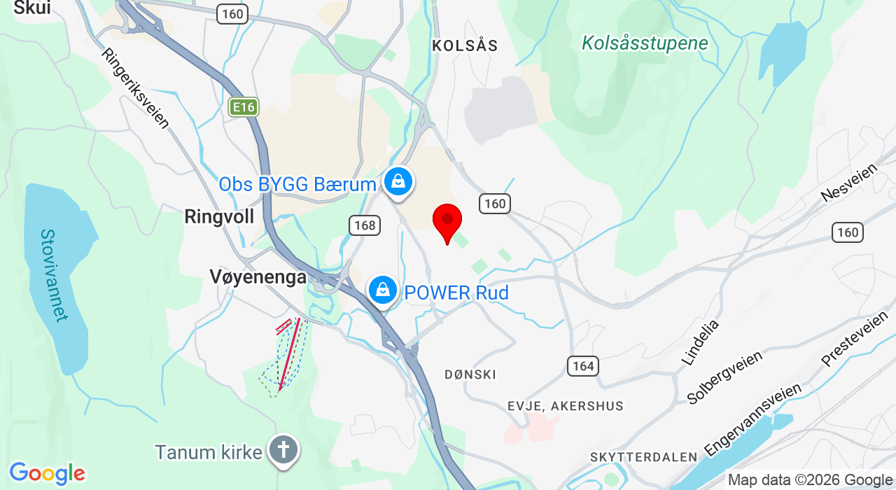 Google Map of https://www.google.com/maps/place/Bærum Idrettshall, Hauger skolevei 36,,1351+Rud