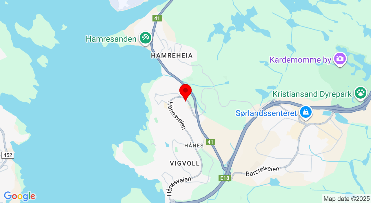 Google Map of https://www.google.com/maps/place/Hånesveien 126,4635+Kristiansand S