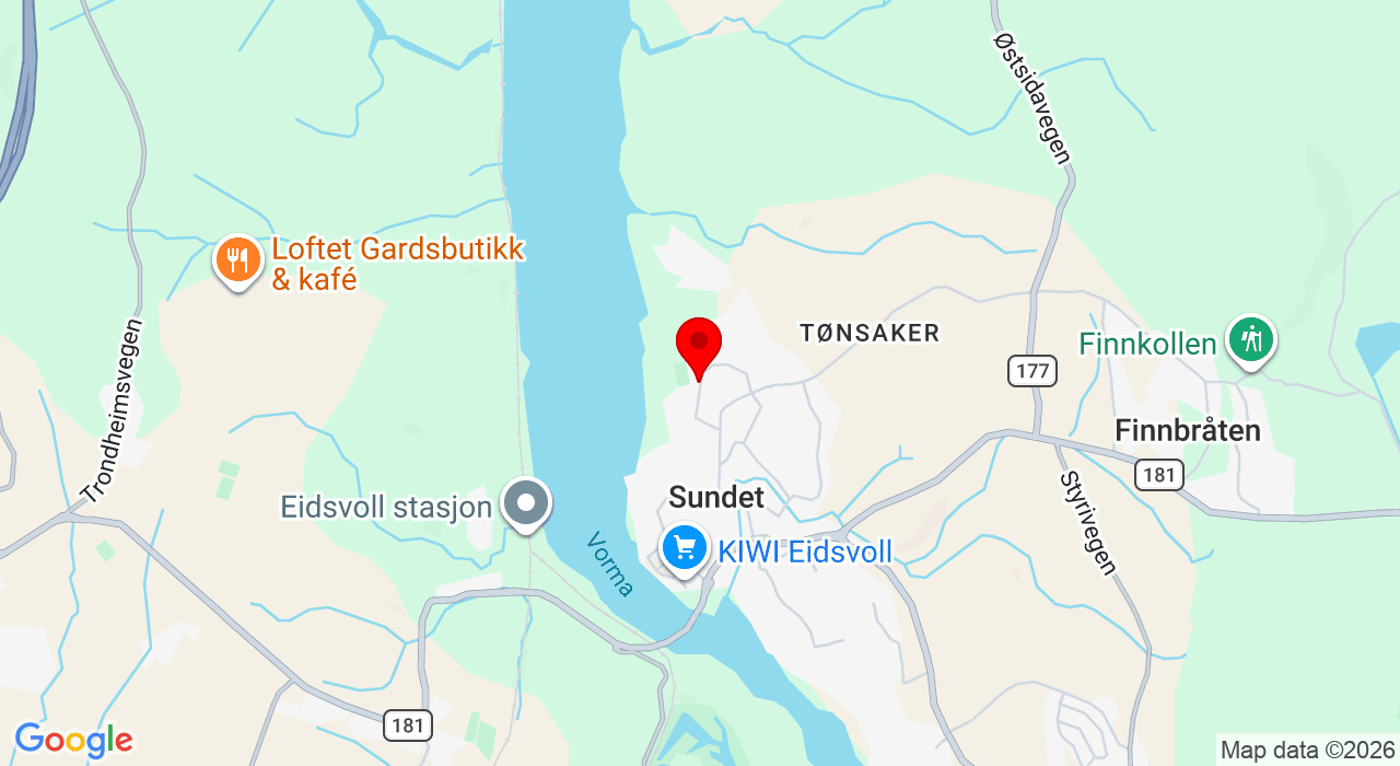 Google Map of https://www.google.com/maps/place/Jon Sørensens veg,2080+Eidsvoll