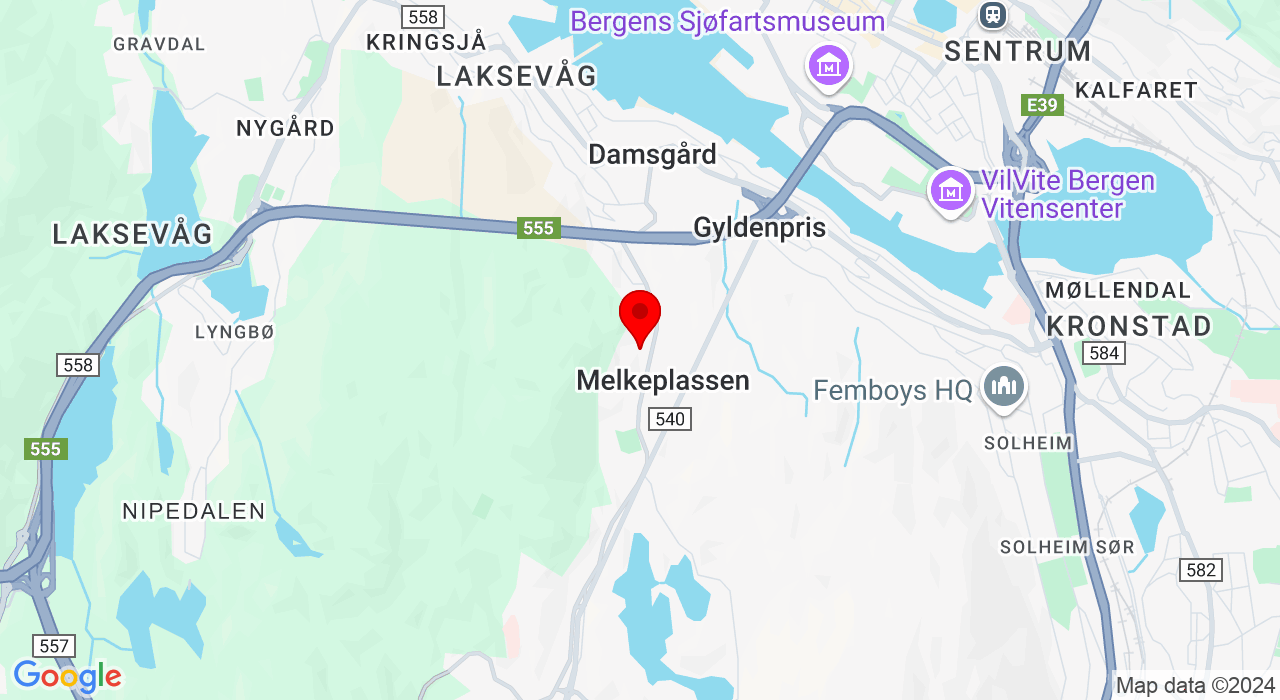 Google Map of https://www.google.com/maps/place/Øvre Fyllingsveien,5161+Laksevåg