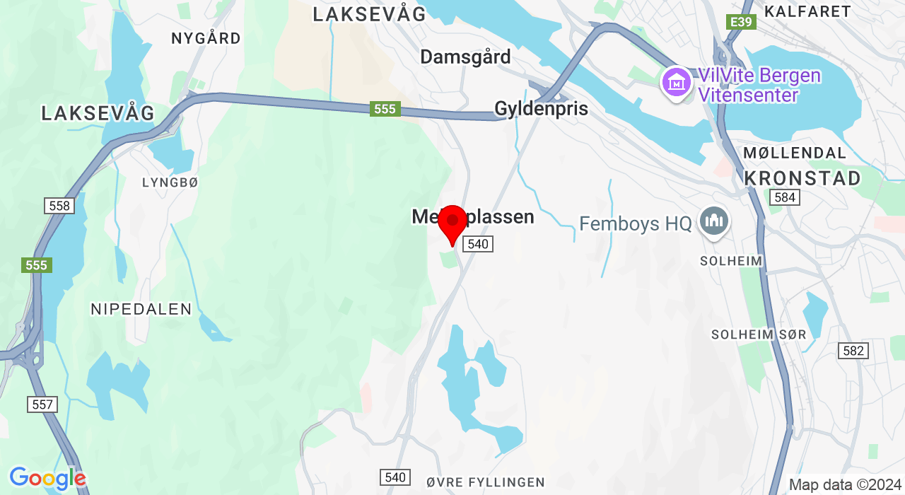 Google Map of https://www.google.com/maps/place/Øvre Fyllingsveien 73,5161+Laksevåg