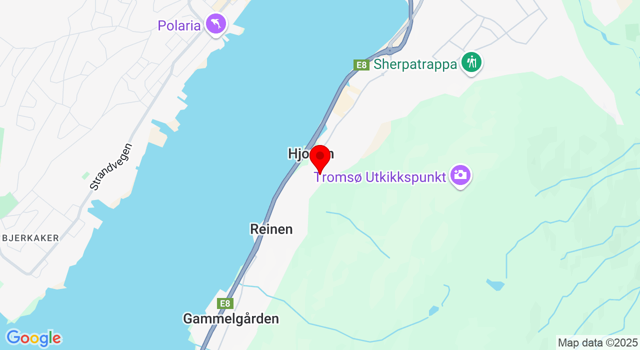 Google Map of https://www.google.com/maps/place/Solstrandvegen 76,9020+Tromsdalen