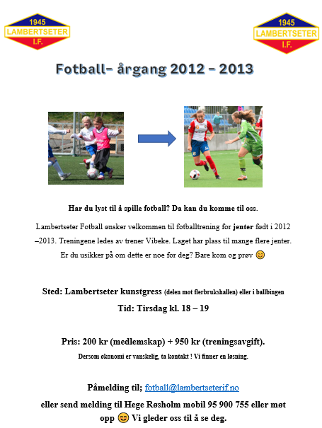 Jenter 2012 og 2013 trenger flere medspillere. Vil du bli med?